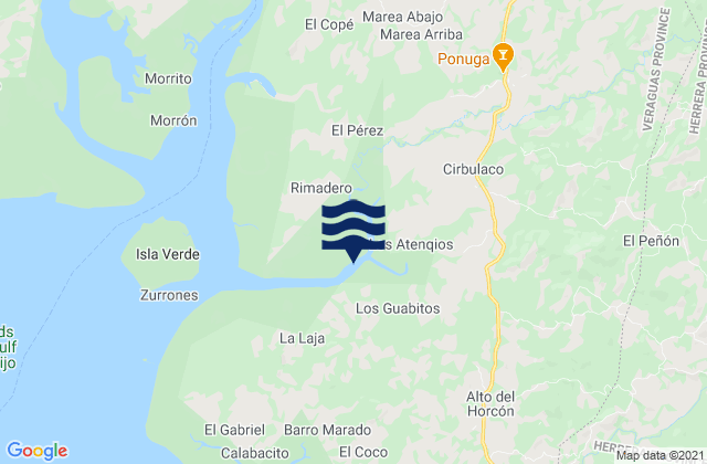 Mappa delle Getijden in Ponuga, Panama
