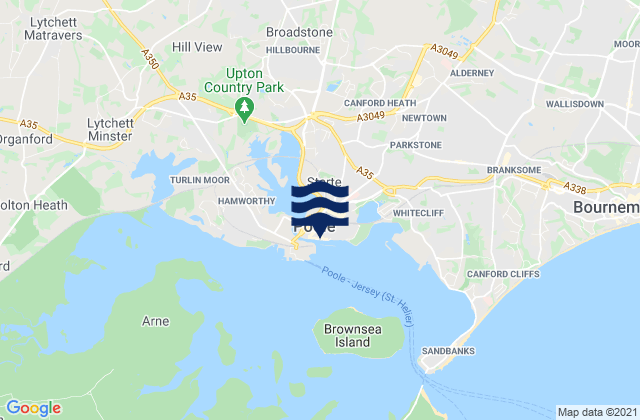 Mappa delle Getijden in Poole, United Kingdom