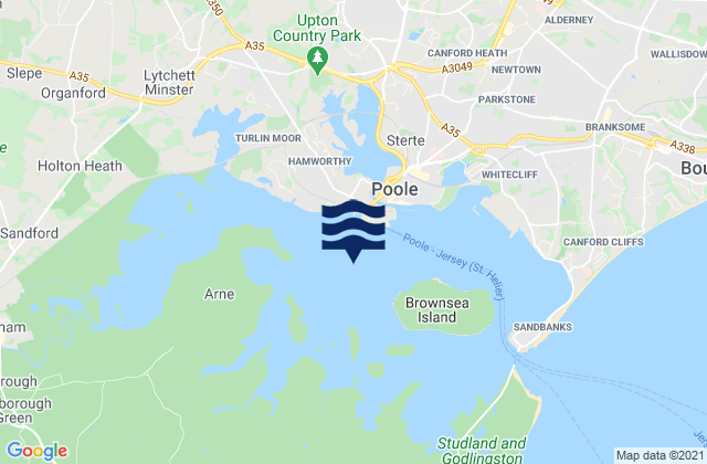 Mappa delle Getijden in Poole Harbour, United Kingdom