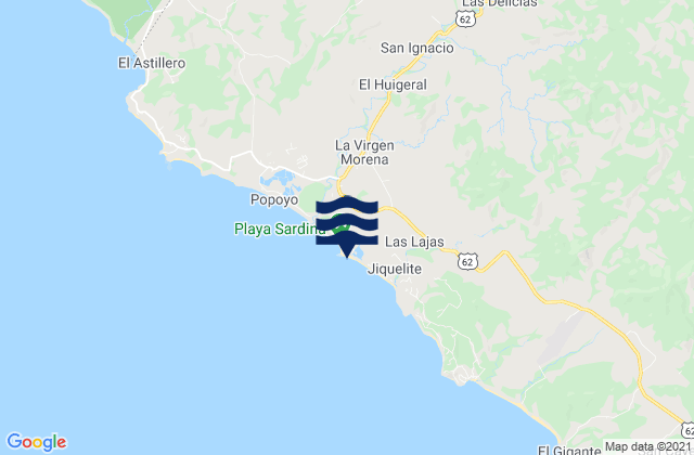 Mappa delle Getijden in Popoyo, Nicaragua