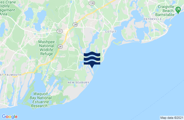 Mappa delle Getijden in Popponesset Island, United States