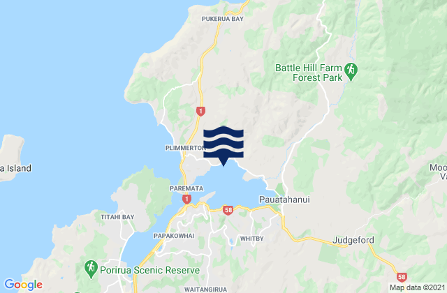 Mappa delle Getijden in Porirua City, New Zealand