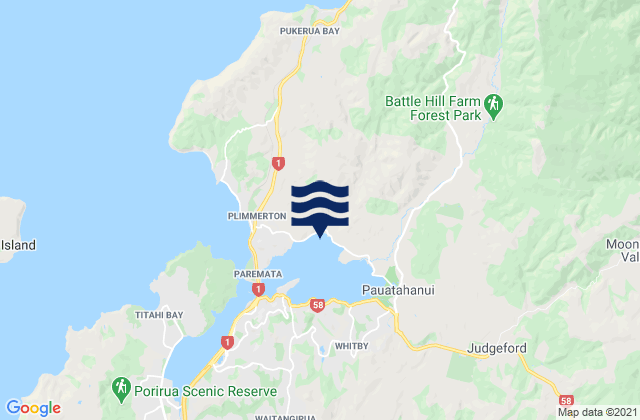 Mappa delle Getijden in Porirua Harbour (Pauatahanui Arm), New Zealand