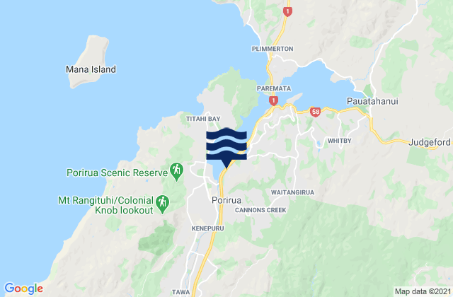 Mappa delle Getijden in Porirua, New Zealand