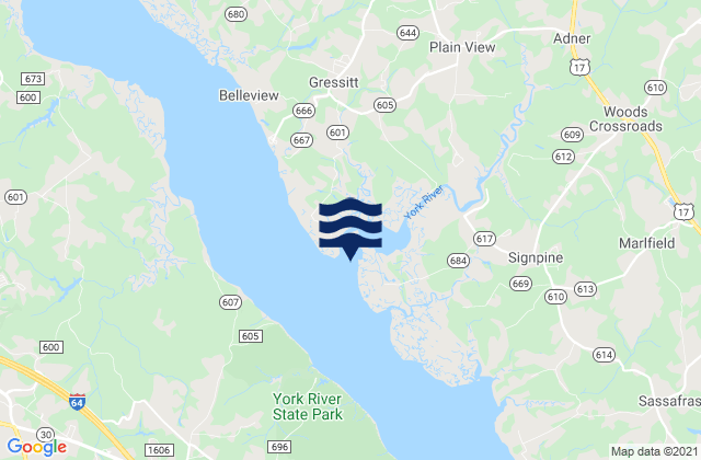 Mappa delle Getijden in Poropotank Bay, United States