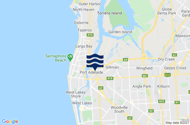 Mappa delle Getijden in Port Adelaide Enfield, Australia