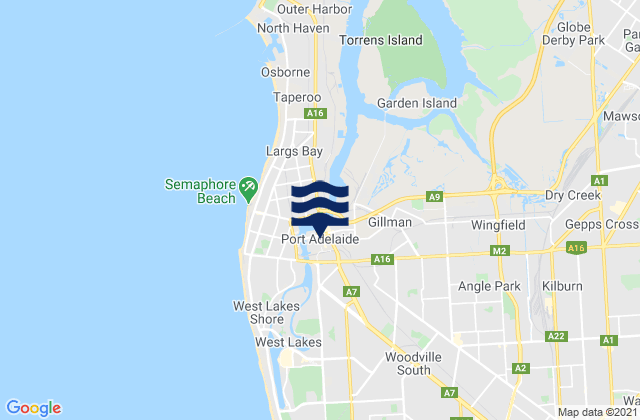 Mappa delle Getijden in Port Adelaide, Australia