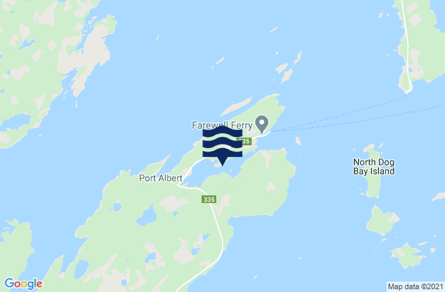 Mappa delle Getijden in Port Albert Peninsula, Canada