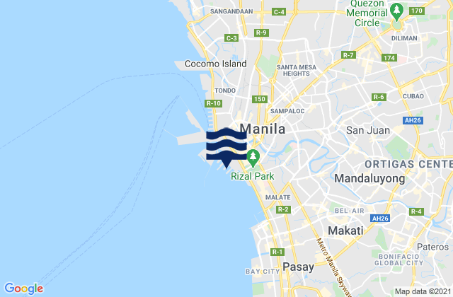 Mappa delle Getijden in Port Area, Philippines