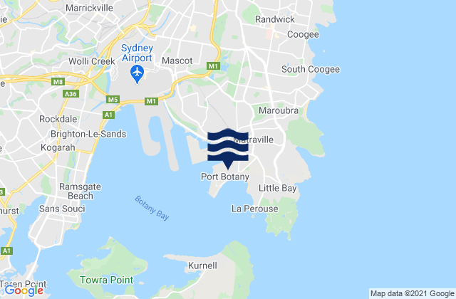 Mappa delle Getijden in Port Botany, Australia