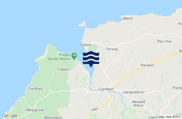 Mappa delle Getijden in Port Cardigan, United Kingdom