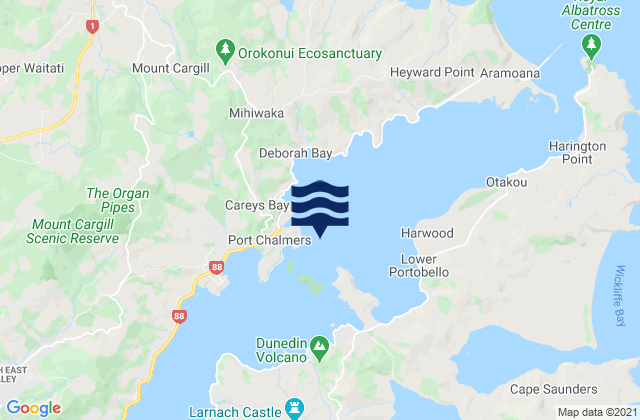Mappa delle Getijden in Port Chalmers, New Zealand