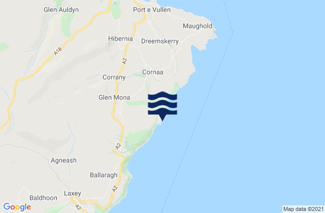 Mappa delle Getijden in Port Cornaa, Isle of Man