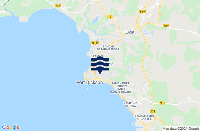 Mappa delle Getijden in Port Dickson, Malaysia