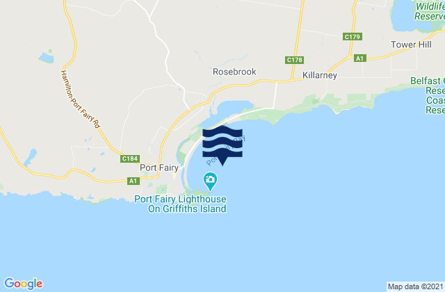 Mappa delle Getijden in Port Fairy Bay, Australia