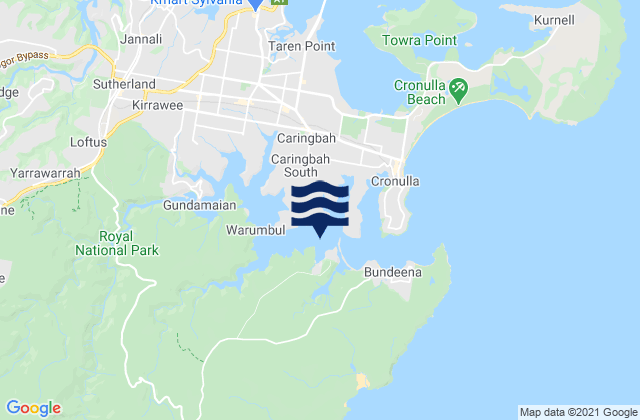 Mappa delle Getijden in Port Hacking, Australia