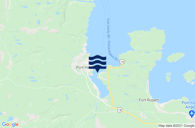 Mappa delle Getijden in Port Hardy, Canada