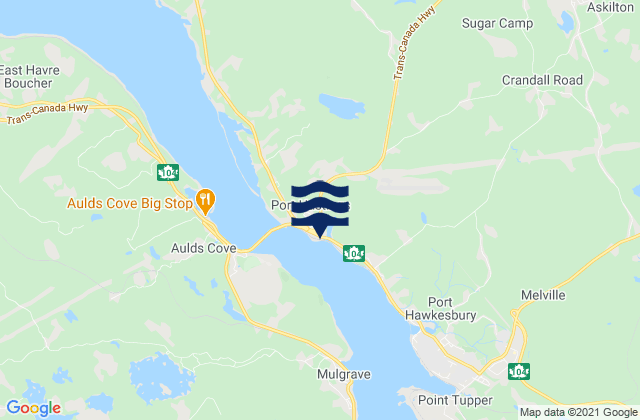 Mappa delle Getijden in Port Hastings, Canada