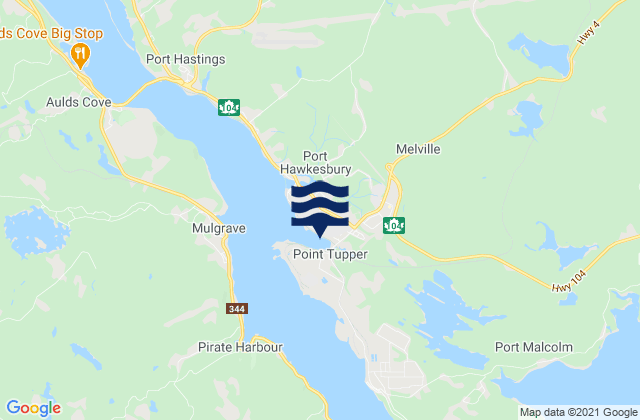 Mappa delle Getijden in Port Hawkesbury, Canada
