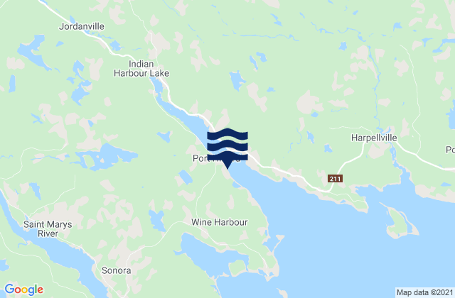 Mappa delle Getijden in Port Hilford Beach, Canada