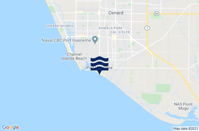 Mappa delle Getijden in Port Hueneme Beach Park, United States