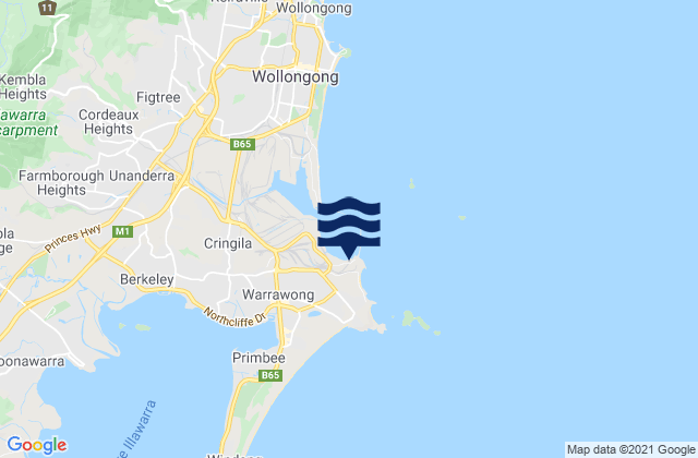 Mappa delle Getijden in Port Kembla Beach, Australia