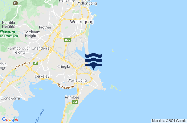 Mappa delle Getijden in Port Kembla, Australia