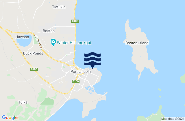 Mappa delle Getijden in Port Lincoln, Australia