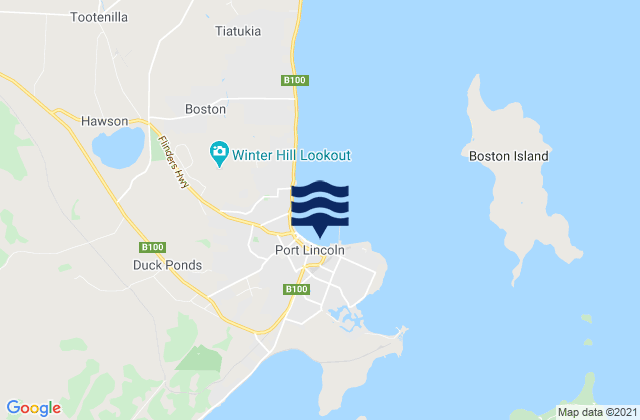 Mappa delle Getijden in Port Lincoln, Australia