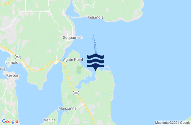 Mappa delle Getijden in Port Madison (Bainbridge Island), United States