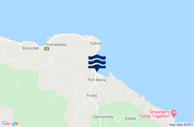 Mappa delle Getijden in Port Maria, Jamaica