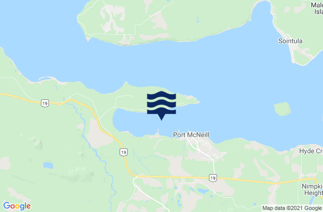 Mappa delle Getijden in Port McNeill, Canada