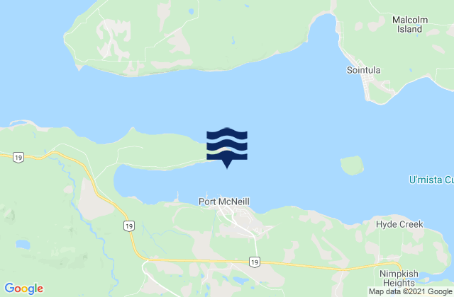 Mappa delle Getijden in Port Mcneill, Canada