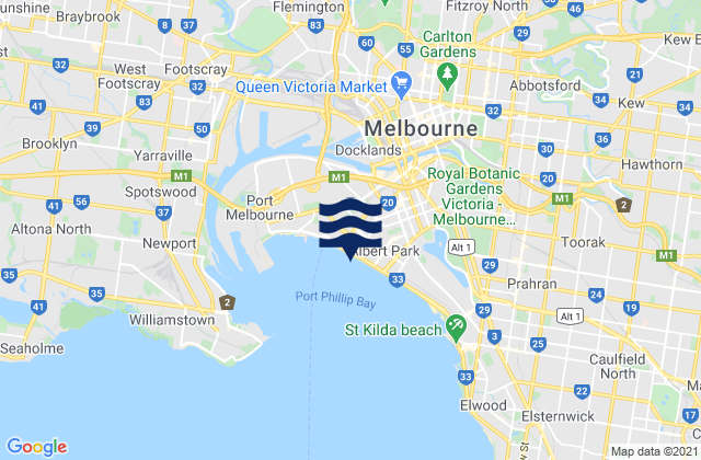 Mappa delle Getijden in Port Melbourne, Australia