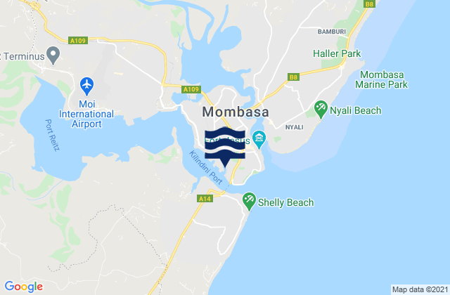 Mappa delle Getijden in Port Mombasa (Kilindini), Kenya