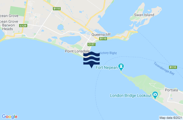 Mappa delle Getijden in Port Phillip Heads, Australia