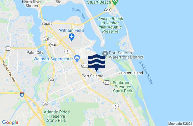 Mappa delle Getijden in Port Salerno, United States