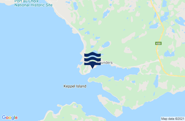 Mappa delle Getijden in Port Saunders, Canada