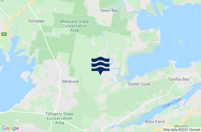 Mappa delle Getijden in Port Stephens Shire, Australia