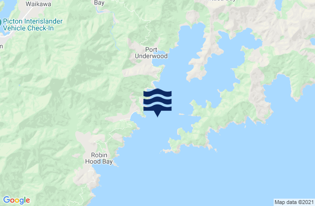 Mappa delle Getijden in Port Underwood, New Zealand