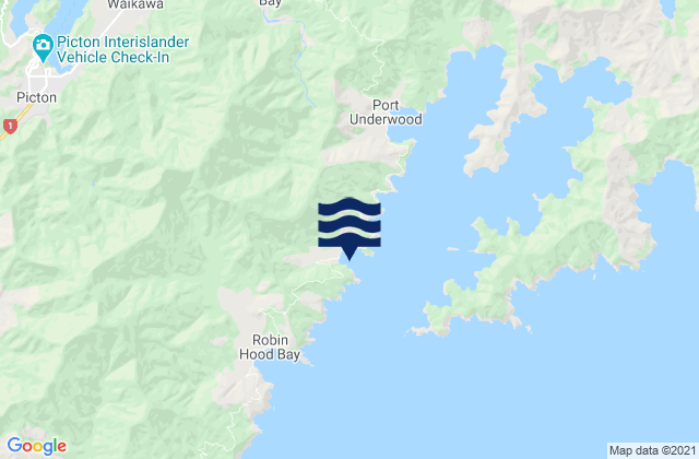 Mappa delle Getijden in Port Underwood, New Zealand