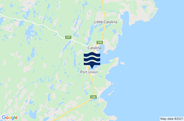 Mappa delle Getijden in Port Union, Canada