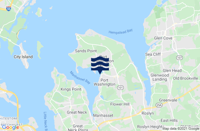 Mappa delle Getijden in Port Washington (Manhasset Bay), United States