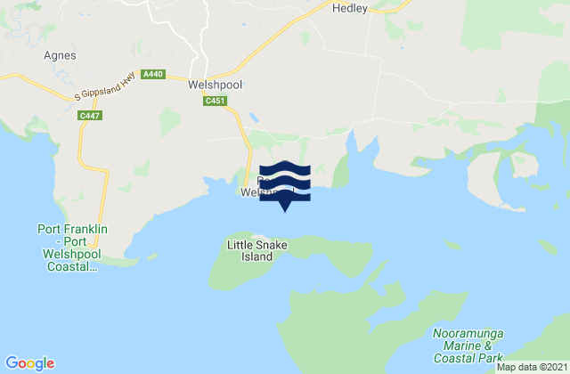 Mappa delle Getijden in Port Welshpool, Australia