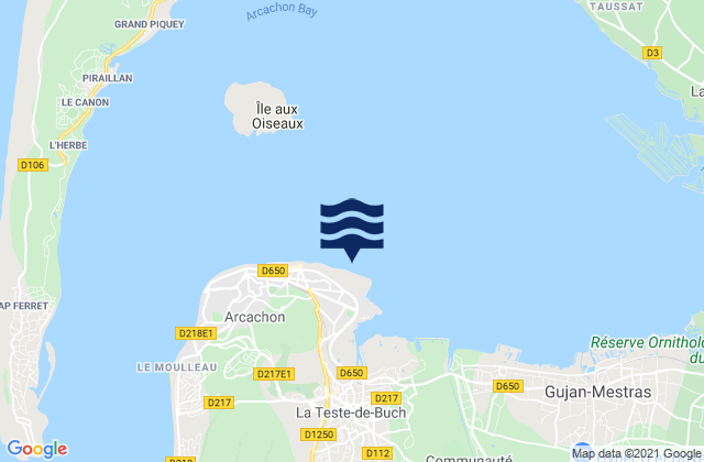 Mappa delle Getijden in Port d'Arcachon, France