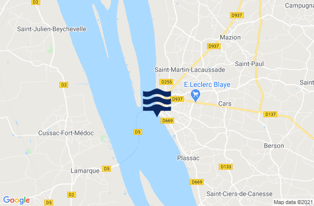 Mappa delle Getijden in Port de Blaye, France