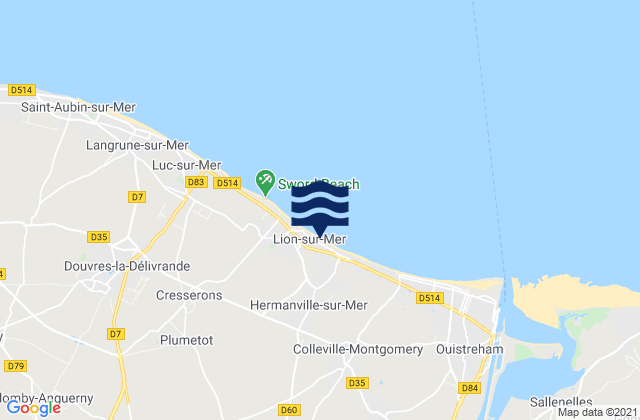 Mappa delle Getijden in Port de Caen, France