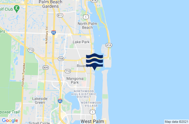 Mappa delle Getijden in Port of Palm Beach, United States