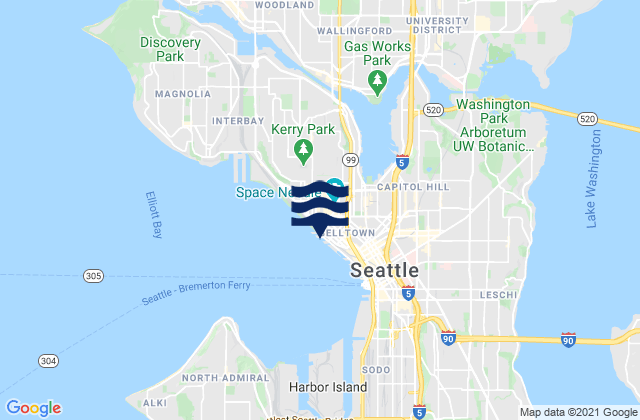 Mappa delle Getijden in Port of Seattle, United States