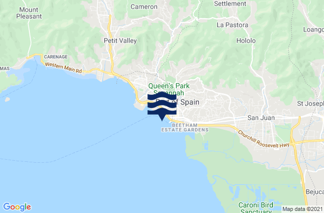 Mappa delle Getijden in Port of Spain, Trinidad and Tobago
